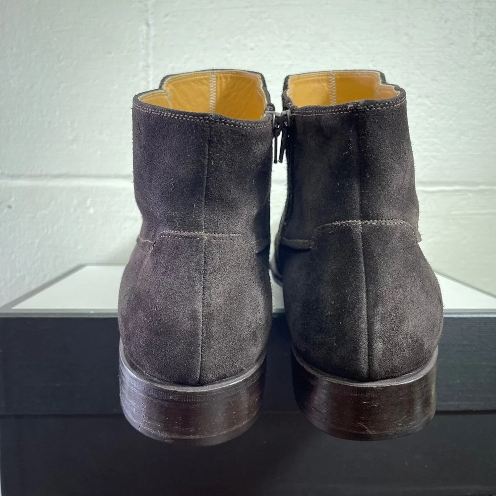 Bruno Magli Rangle M00338 Brown Suede Side Zip Ankle Boots Pull On Men's 12 M